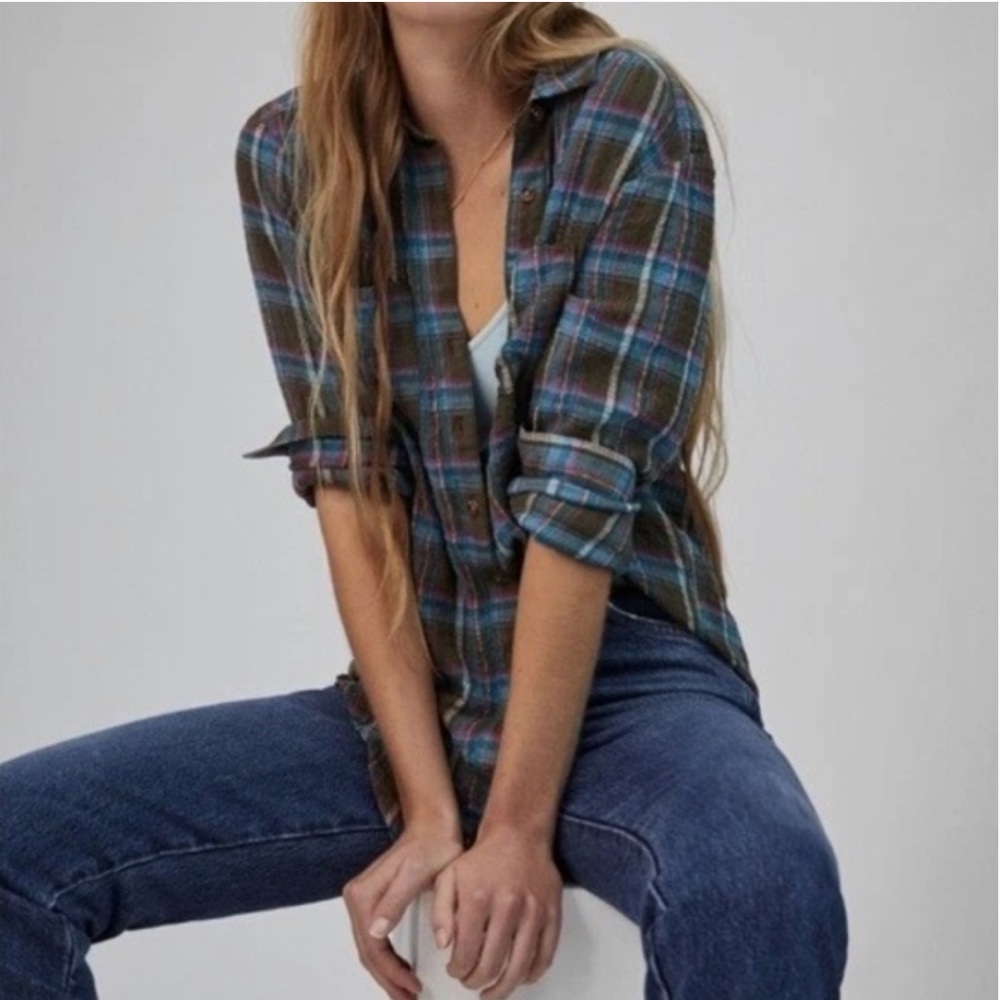 Pilcro Multicolor Plaid Button Down Shirt Size Small